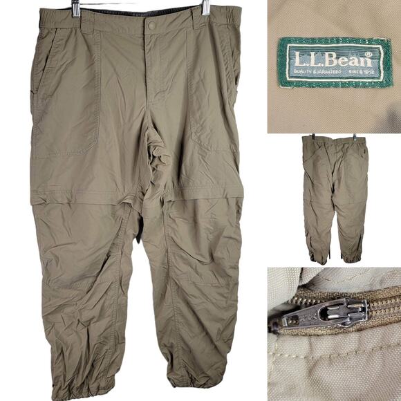 LL Bean Pants Nylon Hiking Convertible Gorpcore Tan Size Large 38X29 - Picture 1 of 14